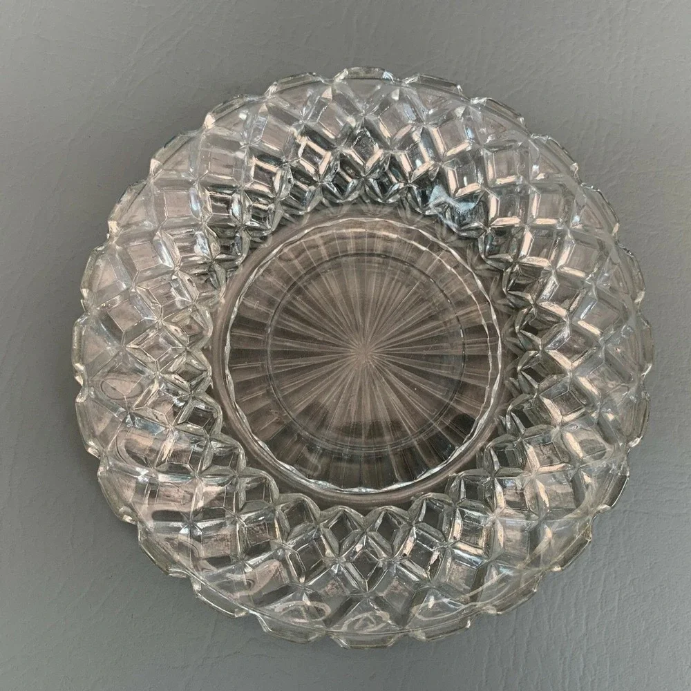 Anchor Hocking Waterford Clear Depression Glass Bread and Butter Plate Waffle 6